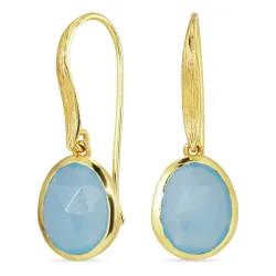 blå kalsedon øredobber i forgylt sølv - Loom Stones