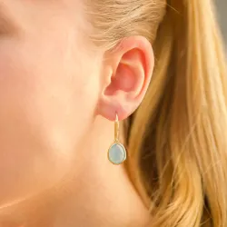 blå kalsedon øredobber i forgylt sølv - Loom Stones