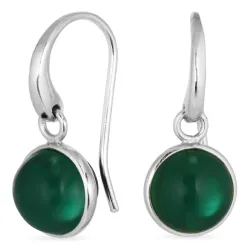 runde mørkegrønn krystall øredobber i sølv - Loom Stones