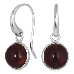 runde rød krystall øredobber i sølv - Loom Stones