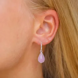 dråpe rosa krystall øredobber i sølv - Loom Stones