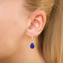 dråpe blå jadestein øredobber i sølv - Loom Stones