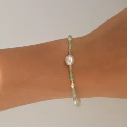 blå armbånd i forgylt sølv - Loom Stones