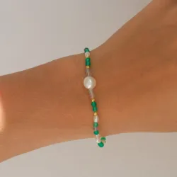 grønn armbånd i forgylt sølv