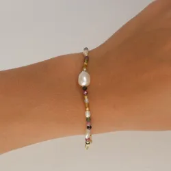 multifarget armbånd i forgylt sølv - Loom Stones