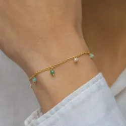 stein armbånd i forgylt sølv  x   - Loom Stones