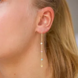 lange multifargede kjedeøreringer i forgylt sølv - Loom Stones