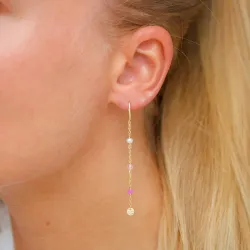 lange rosa kjedeøreringer i forgylt sølv - Loom Stones