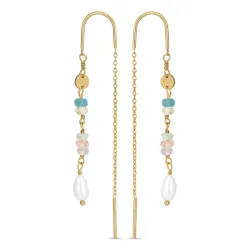 lange multifargede kjedeøreringer i forgylt sølv - Loom Stones