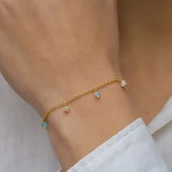 stein armbånd i forgylt sølv  x   - Loom Stones