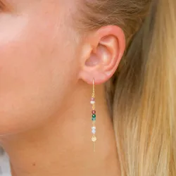 lange multifargede kjedeøreringer i forgylt sølv