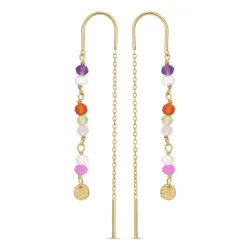 lange multifargede kjedeøreringer i forgylt sølv - Loom Stones