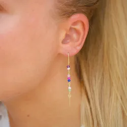 lange multifargede kjedeøreringer i forgylt sølv - Loom Stones