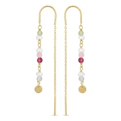 lange multifargede kjedeøreringer i forgylt sølv