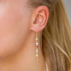 lange multifargede kjedeøreringer i forgylt sølv