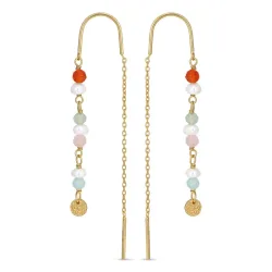 lange multifargede kjedeøreringer i forgylt sølv - Loom Stones