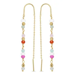 lange multifargede kjedeøreringer i forgylt sølv - Loom Stones