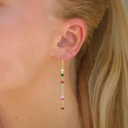 lange multifargede kjedeøreringer i forgylt sølv