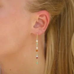 lange multifargede kjedeøreringer i forgylt sølv