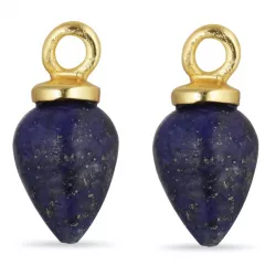 lapis lazuli anheng til øredobber i forgylt sølv