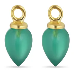grønn onyks anheng til øredobber i forgylt sølv - Mix & Match
