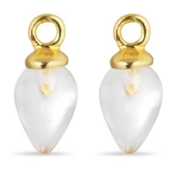 klar quartz anheng til øredobber i forgylt sølv - Mix & Match