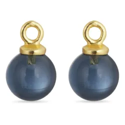 8 mm mørkeblå krystall anheng til øredobber i forgylt sølv - Mix & Match