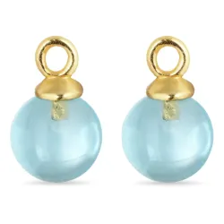 8 mm blå krystall anheng til øredobber i forgylt sølv - Mix & Match