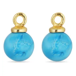 8 mm syntetisk turkis anheng til øredobber i forgylt sølv - Mix & Match