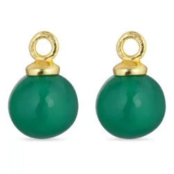 grønn onyks anheng til øredobber i forgylt sølv - Mix & Match
