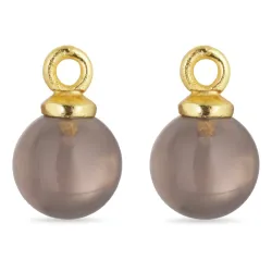 8 mm røykfarget kvarts anheng til øredobber i forgylt sølv - Mix & Match