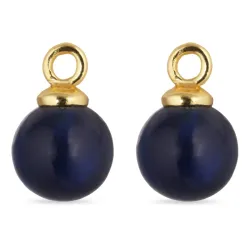 8 mm syntetisk blå safir anheng til øredobber i forgylt sølv - Mix & Match