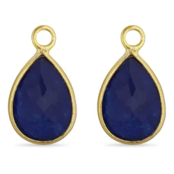 dråpe blå jadestein anheng til øredobber i forgylt sølv - Mix & Match