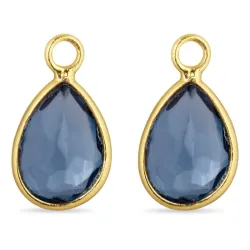 dråpe mørkeblå krystall anheng til øredobber i forgylt sølv - Mix & Match