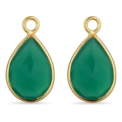 dråpe aqua krystall anheng til øredobber i forgylt sølv - Mix & Match