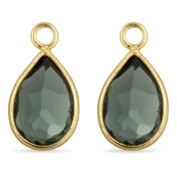 dråpe grønn krystall anheng til øredobber i forgylt sølv - Mix & Match