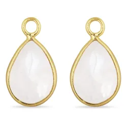 dråpe månestein anheng til øredobber i forgylt sølv - Mix & Match