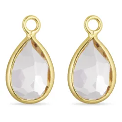 dråpe klar quartz anheng til øredobber i forgylt sølv - Mix & Match