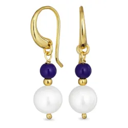 lange blå jadestein øredobber i forgylt sølv - Loom Stones