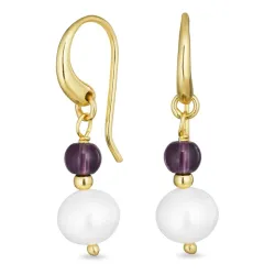 lange mørkeblå krystall øredobber i forgylt sølv - Loom Stones