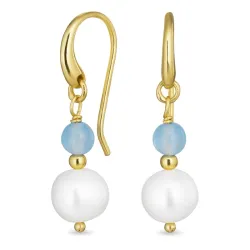 lange blå onyks øredobber i forgylt sølv