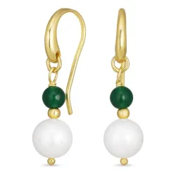 lange grønn onyks øredobber i forgylt sølv - Loom Stones