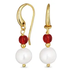 lange rosa krystall øredobber i forgylt sølv - Loom Stones