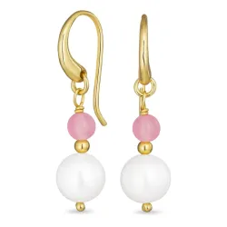 lange rosa krystall øredobber i forgylt sølv - Loom Stones