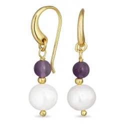 lange lilla amatyst øredobber i forgylt sølv - Loom Stones