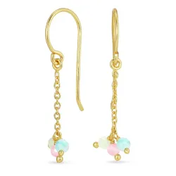 lange stein kjedeøreringer i forgylt sølv - Loom Stones