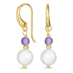 lange lilla jadestein øredobber i forgylt sølv - Loom Stones