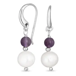 lange lilla amatyst øredobber i sølv - Loom Stones