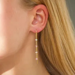 rosa zirkon kjedeøreringer i forgylt sølv