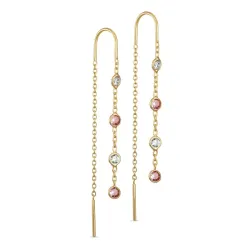 rosa zirkon kjedeøreringer i forgylt sølv